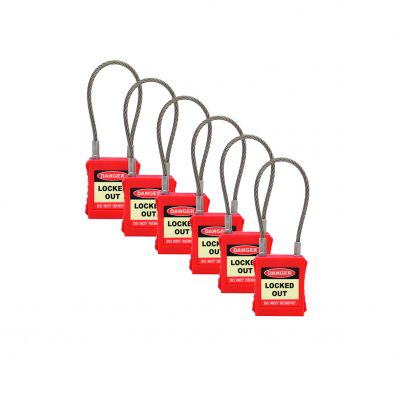 Safety Padlock with Wire Shackle Pack of 6 Safety Padlock with Wire Shackle Pack of 6